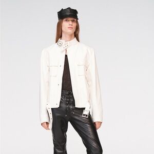 NWT Zara x Steven Meisel twill white biker jacket